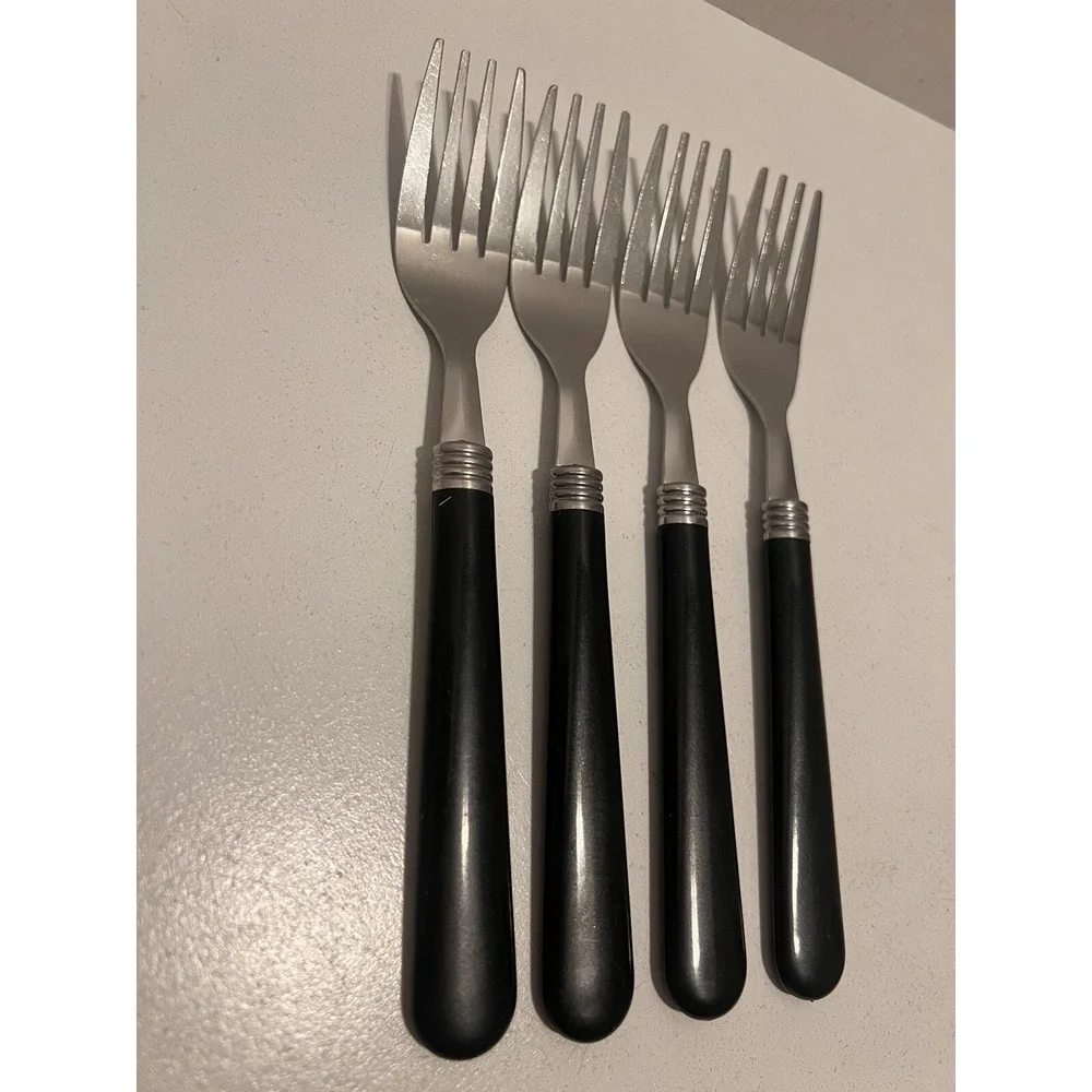 GIBSON Forks Flatware Vintage Utensils 4pc‎ Retro Black Handles